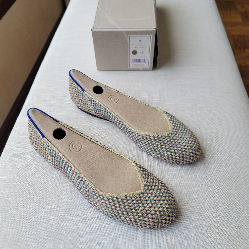 New! Rothy's Sz 8 Limited Special Edition Multi-metallic Flats Shoes Rothys
